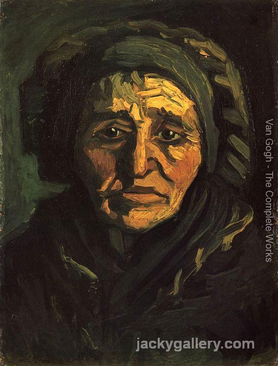 Head of a Peasant Woman with a Greenish Lace Cap, Van Gogh painting